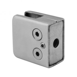 Стеклодержатель штампованный квадратный 45х45х25 мм / Ø 0 мм, под стекло 6 мм, сатинированный, AISI 304