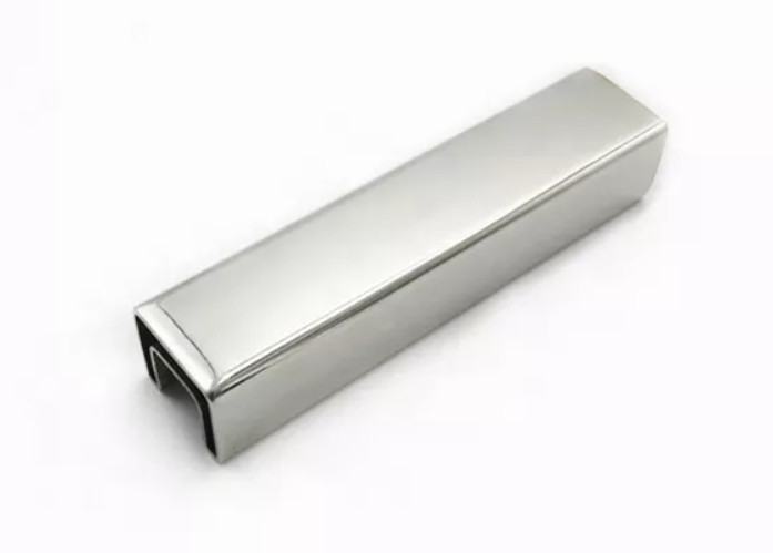 Поручень на стекло профильный 25х21 мм с пазом 14х14 мм, полированный, AISI 304