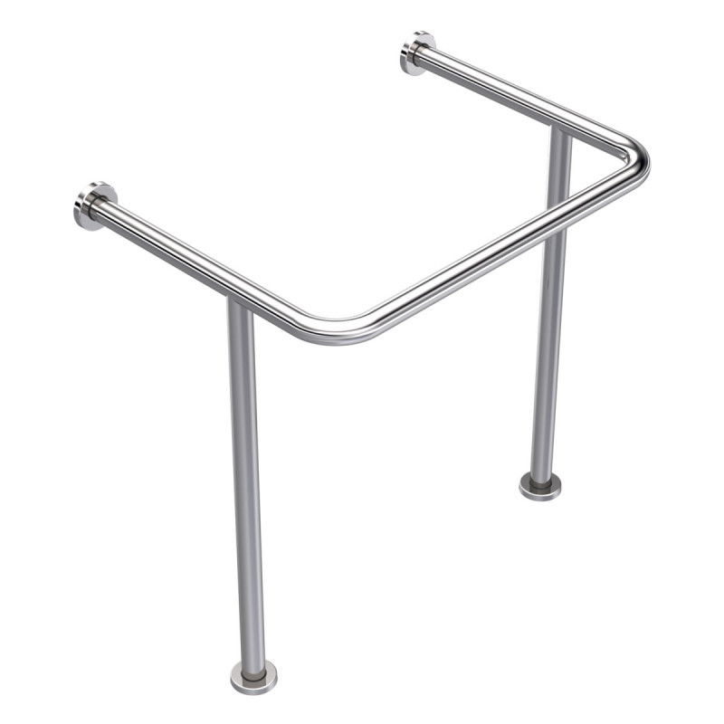 Поручень под раковину с двумя опорами 750х730х550 мм, труба Ø38 мм, полированный, AISI 304