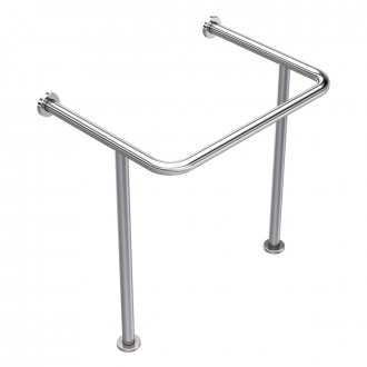 Поручень под раковину с двумя опорами 750х730х550 мм, труба Ø38 мм, полированный, AISI 304