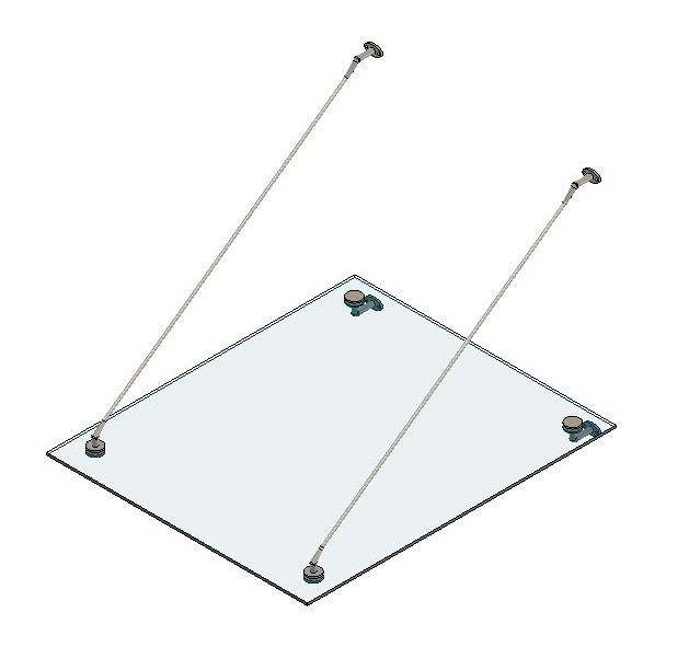 Стеклянный козырек Inoxstore на вантах 1300х1500 мм