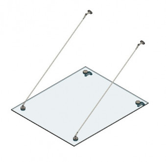 Стеклянный козырек Inoxstore на вантах 1300х1500 мм