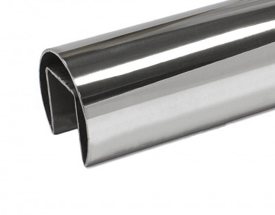 Поручень на стекло 42,4 мм с пазом 24х24 мм, полированная, AISI 304