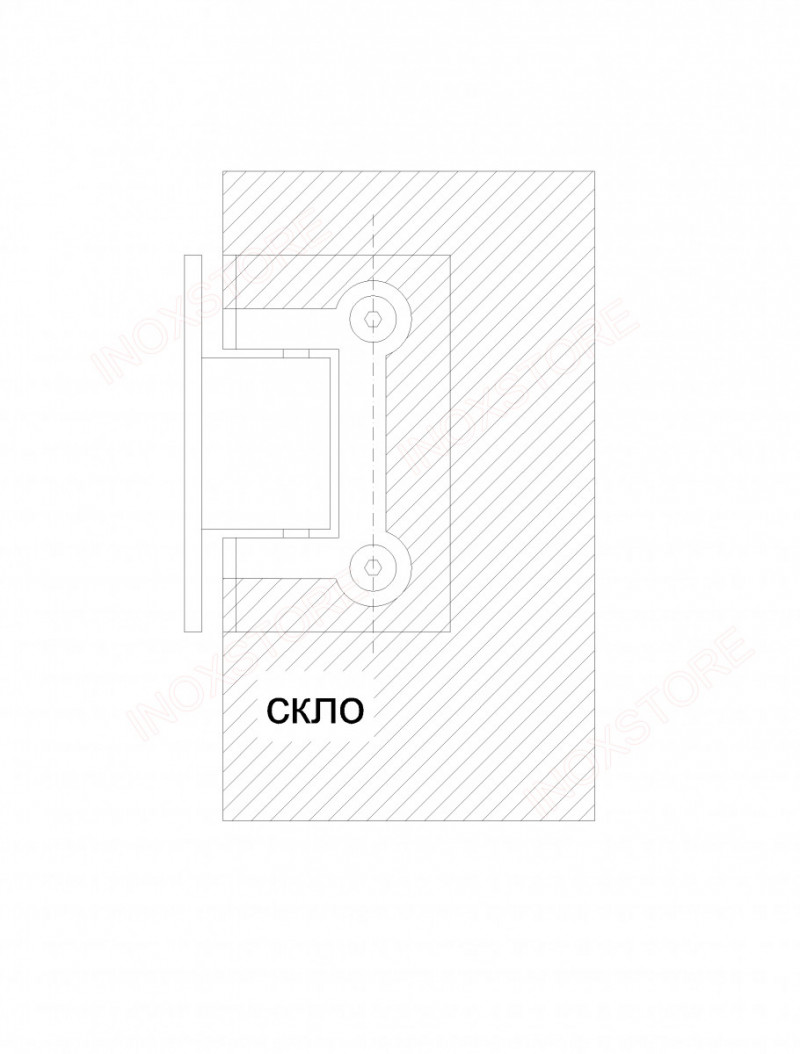 Петля Inoxstore "Престиж" 90°, стена-стекло со смещением, без фаски, полированная, AISI 304