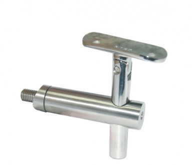 Держатель поручня к стойке Inoxstore Ø 38,1 мм под резьбу, ложемент-шарнир Ø 42,4 мм/50,8 мм, полированный, AISI 304