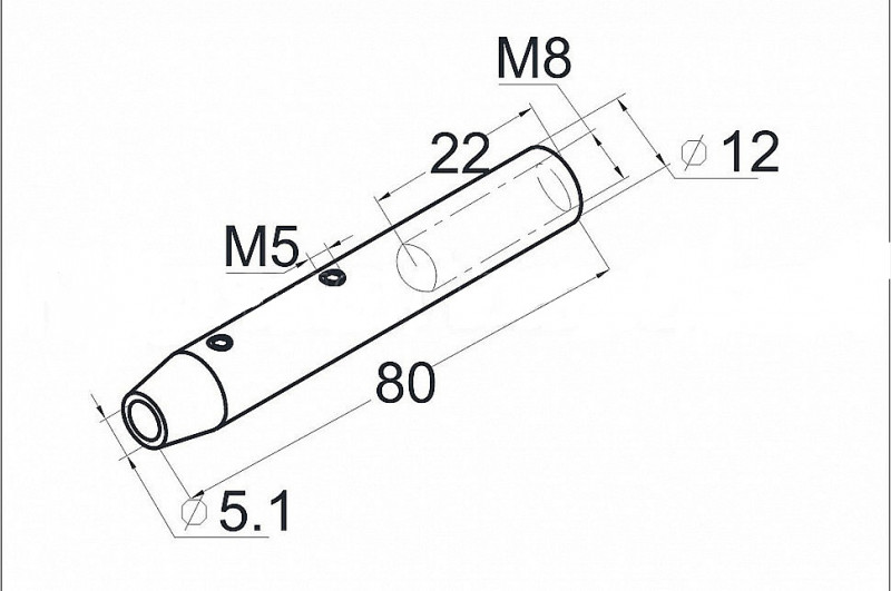 Держатель троса Inoxstore Ø5 мм, 80х12 мм, полированный, AISI 304