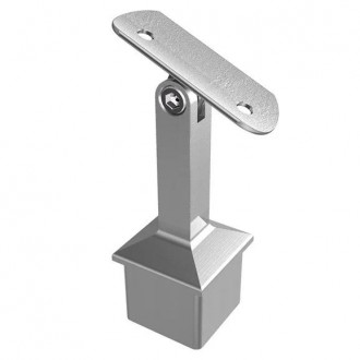 Кронштейн на стойку Inoxstore 40х40х1,5 мм, штырь-квадрат, ложемент-шарнир под Ø 42,4 мм/50,8 мм, сатинированный, AISI 304