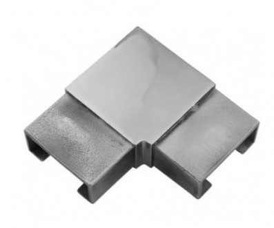 Отвод для поручня Inoxstore с пазом 25х21 мм - 90°, паз 14х14 мм, сатинированный, AISI 304