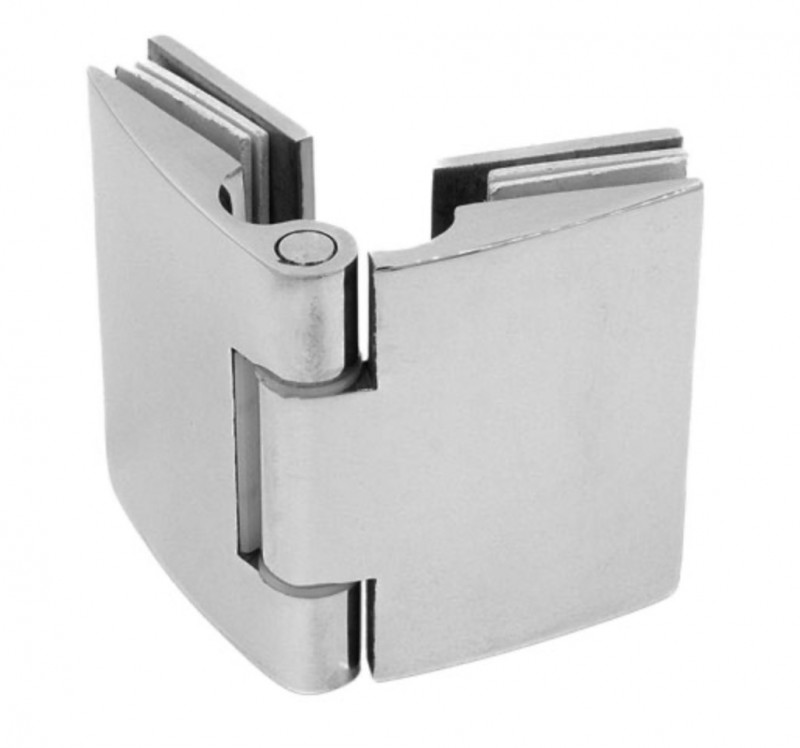 Петля 135° стекло - стекло 90°, сатинированная, AISI 304