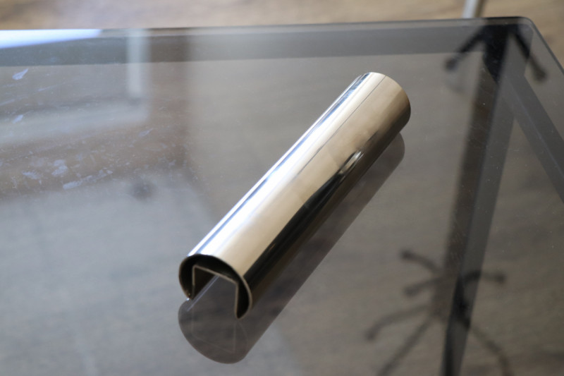 Поручень на стекло  42,4 мм с пазом 24х24 мм, САТИН, AISI 304