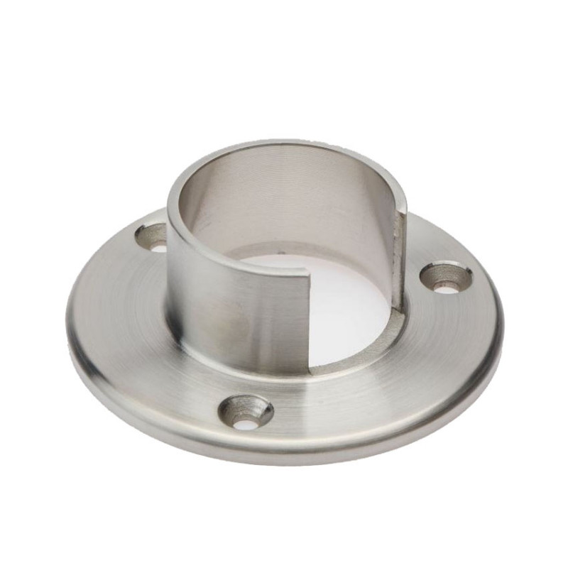 Фланец с пазом под трубу Inoxstore Ø42,4 мм с пазом 24х24 мм, сатинированный, литой, AISI 304