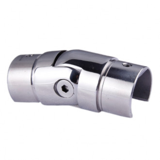 Поворот поручня Inoxstore с пазом Ø 42,4 мм, паз 24х24 мм, регулируемый вверх, полированный, AISI 304