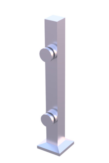 Стеклодержатель Inoxstore напольный с точечным креплением, 40х40х400 мм, рутель литой Ø 40 мм, сатинированный, AISI 304