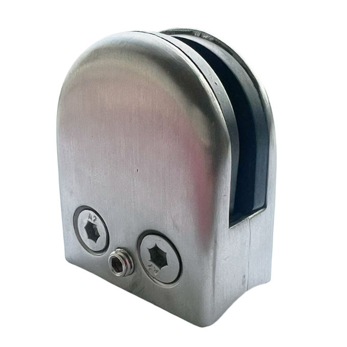 Стеклодержатель штампованный полукруглый 52х40х25 мм / Ø 38,1 мм, под стекло 6 мм, сатинированный, AISI 304