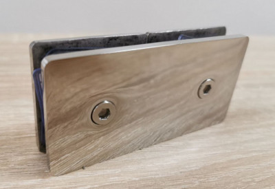 Соединитель стекла Inoxstore 45х90х4 мм на 180°, сатинированный, AISI 304