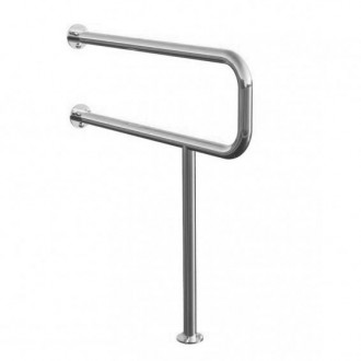 Поручень для инвалидов в туалет с опорой 900х700 мм, труба Ø42 мм, полированный, AISI 304