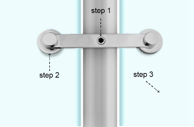 Стеклодержатель Inoxstore пластинчатый 25х200 мм, шайба 45 мм, под стело 8-10 мм,  литой, полированый, AISI 304