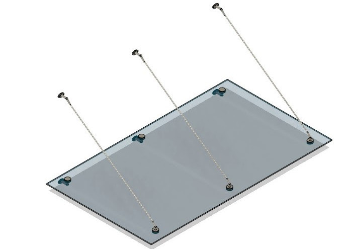 Стеклянный козырек Inoxstore на вантах, 1100х2500 мм