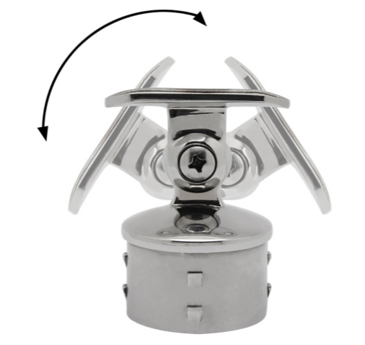 Кронштейн на стойку Inoxstore Ø 38,1х1,5 мм, с насечками, ложемент-шарнир под Ø 42,4 мм/50,8 мм, полированный, AISI 304
