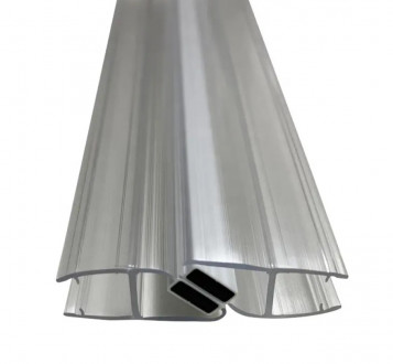 Уплотнитель Inoxstore стекло-стекло с магнитом 180°, под стекло 10 мм / 2,5 м,  для душевой кабины, белый, ПВХ