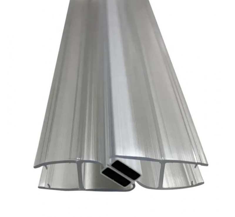 Уплотнитель Inoxstore стекло-стекло с магнитом 180°, под стекло 8 мм,  для душевой кабины, белый, ПВХ