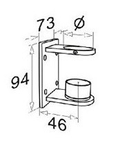 Боковой крепеж Inoxstore для стойки Ø 38,1мм,  полированный, AISI 304