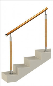 Ограждения без заполнения с круглым деревянным поручнем и стойками с деревянными вставками