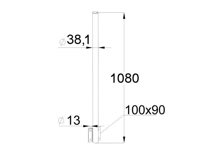 Стойка Inoxstore круглая Ø 38,1х1080 мм, с боковым креплением, полированная, AISI 304