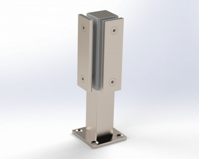 Стеклодержатель Inoxstore напольный, угловой 40х40х250 мм, с прижимной пластиной, сатинированный,  AISI 304