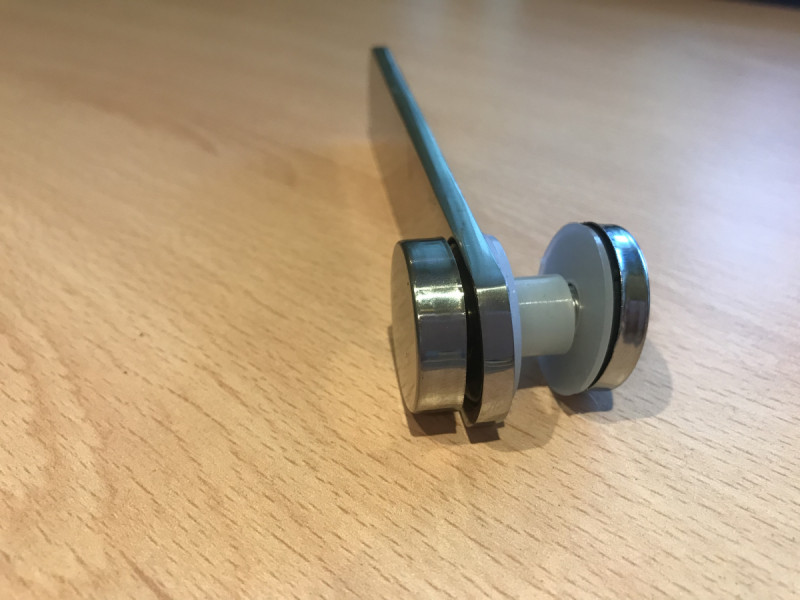 Стеклодержатель Inoxstore пластинчатый 23х115 мм, шайба 25 мм, под стекло 8-10 мм,  приварной, односторонний , полированный, AISI 304