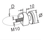 Рутель Inoxstore Ø 40 мм, винт М10,  под трубу Ø 38,1, литой, полированный, AISI 304