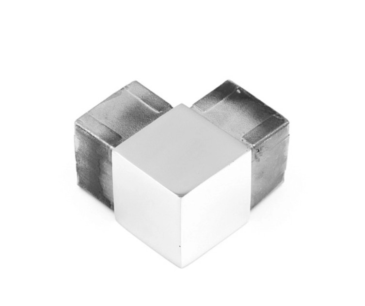 Отвод поручня Inoxstore прямой 40х40х1,5 мм - 90°, полированный, литой, AISI 304