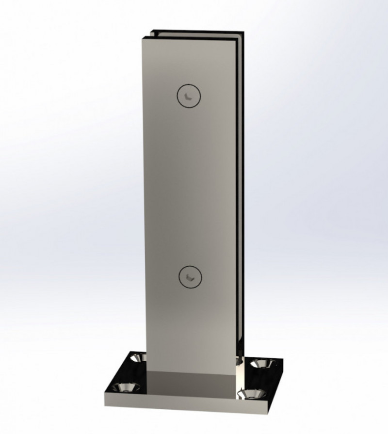 Стеклодержатель Inoxstore напольный, зажимной 48х200 мм, сатинированный, AISI 304