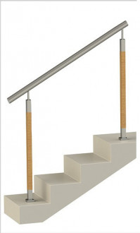 Ограждения без заполнения с круглым поручнем и стойками с деревянными вставками