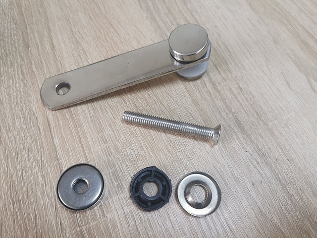 Стеклодержатель Inoxstore пластинчатый 23х115 мм, шайба 25 мм, под стекло 8-10 мм, односторонний, полированный, AISI 304