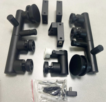 Комплект раздвижной системы с открыванием двери во внутрь 90° Inoxstore, черный, алюминий и AISI 304