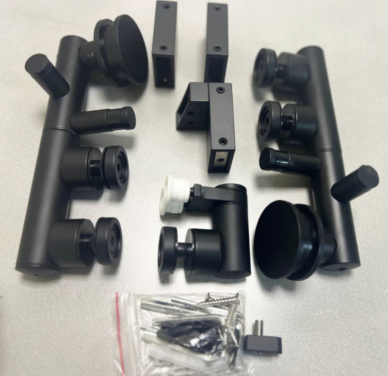 Комплект раздвижной системы с открыванием двери во внутрь 90° Inoxstore, черный, алюминий и AISI 304