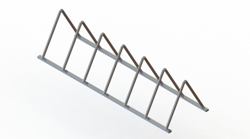 Велопарковка Inoxstore (л-образная) на 6-8 мест(7 дуг) из нержавеющей стали AISI 304, полированная, 585х2232х700 мм