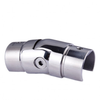 Поворот поручня Inoxstore с пазом Ø 42,4 мм, паз 24х24 мм, регулируемый вниз, полированный, AISI 304