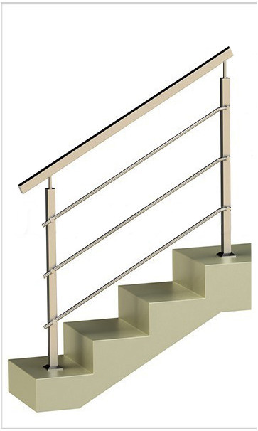 Ограждение на три ригеля, квадратные поручень и стойки