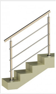 Ограждение на три ригеля, квадратные поручень и стойки