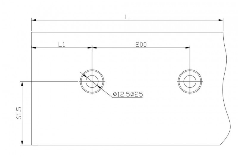 Зажимной алюминиевый профиль Inoxstore,  для стекла 10-16 мм, боковое крепление