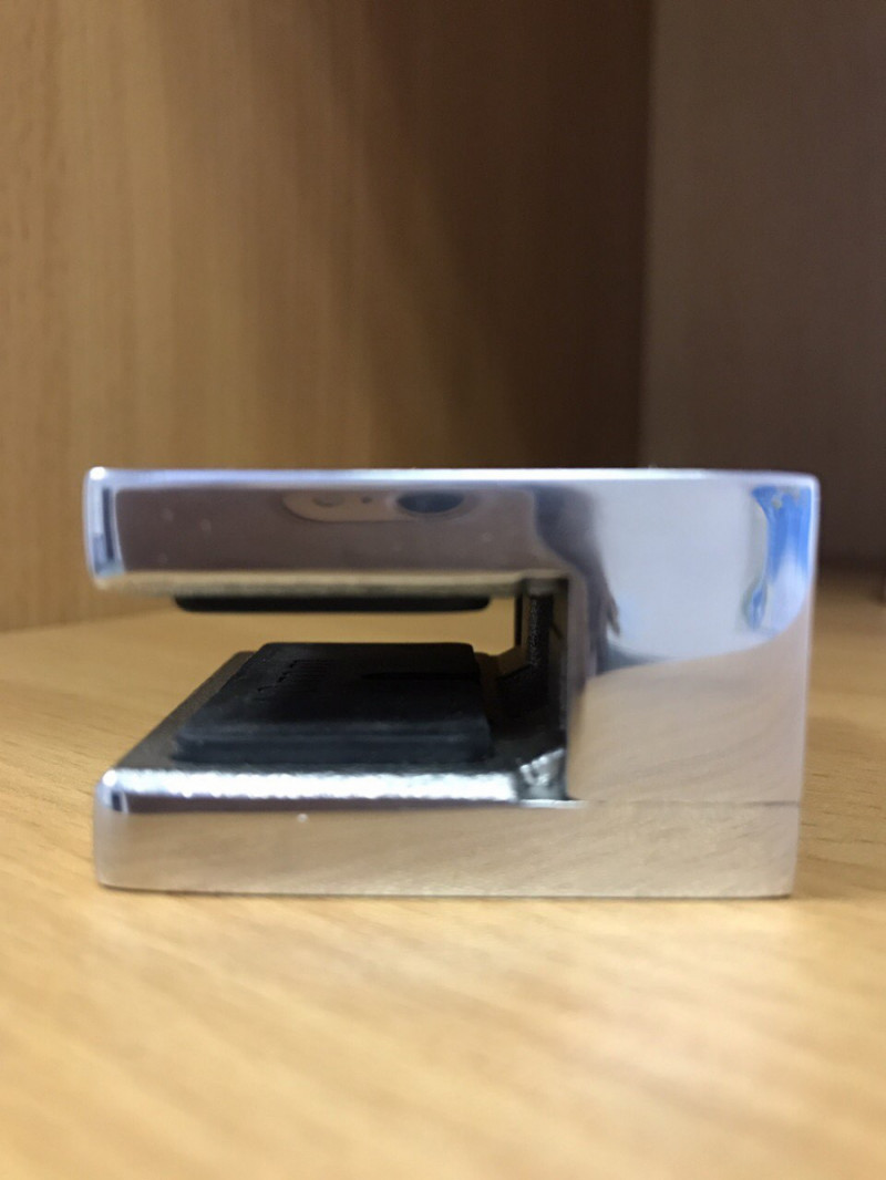 Стеклодержатель Inoxstore литой квадратный 45х45х27 мм / Ø 0 мм, под стекло 6 мм, полированный, AISI 304