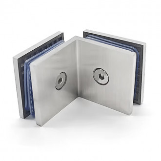 Соединитель стекла 45х90х4 мм на 90°, литой, сатинированный, AISI 304