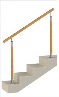 Ограждения без заполнения с квадратным деревянным поручнем и стойками с деревянными вставками