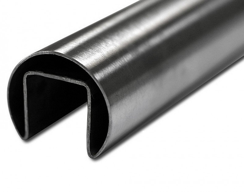 Поручень на стекло  42,4 мм с пазом 24х24 мм, САТИН, AISI 304