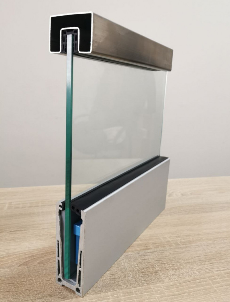 Зажимной алюминиевый профиль Inoxstore, анодированный, для стекла 10-16 мм