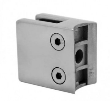 Стеклодержатель Inoxstore литой квадратный 45х45х27 мм / Ø 38,1 мм, под стекло 10 мм, полированный, AISI 304