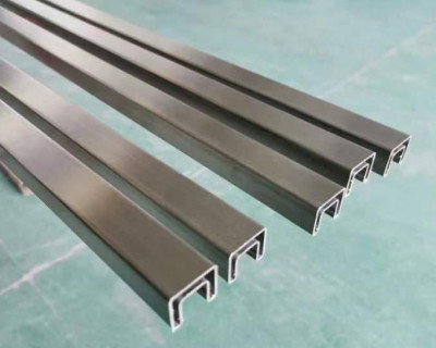 Поручень на стекло профильный 25х21 мм с пазом 14х14 мм, САТИН, AISI 304