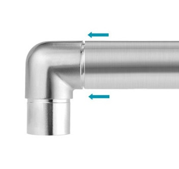 Отвод поручня Inoxstore прямой Ø 42,4х1,5 мм - 90°, полированный, литой, AISI 304